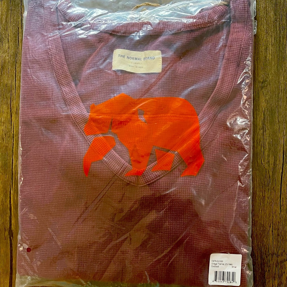 New- The Normal Brand Cozy Vintage Thermal V-Neck Oxblood Women’s Sz S